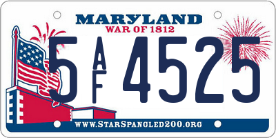 MD license plate 5AF4525