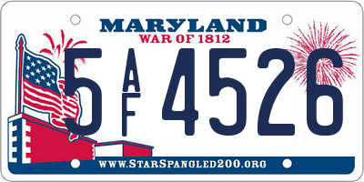 MD license plate 5AF4526