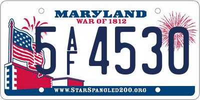 MD license plate 5AF4530