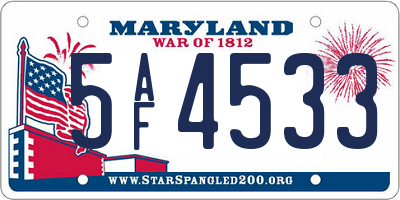 MD license plate 5AF4533