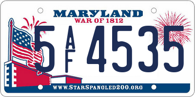 MD license plate 5AF4535