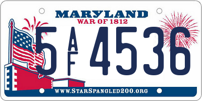MD license plate 5AF4536