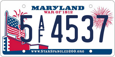 MD license plate 5AF4537