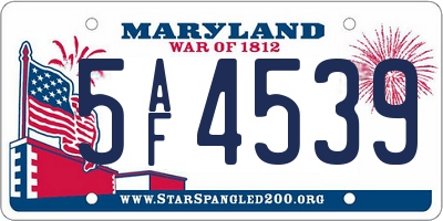 MD license plate 5AF4539