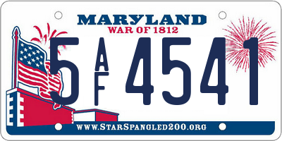 MD license plate 5AF4541