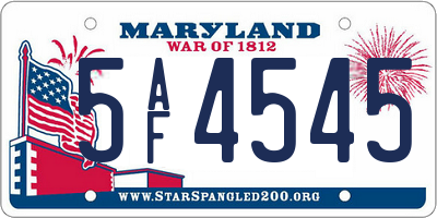MD license plate 5AF4545