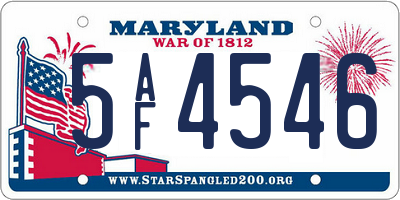 MD license plate 5AF4546