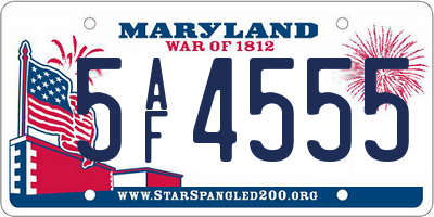 MD license plate 5AF4555