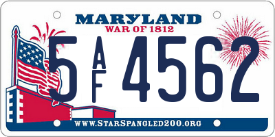 MD license plate 5AF4562