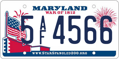 MD license plate 5AF4566