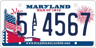 MD license plate 5AF4567