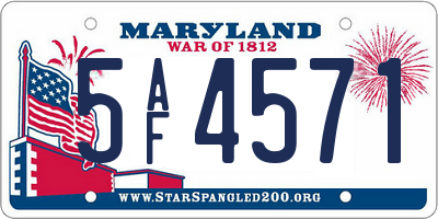 MD license plate 5AF4571