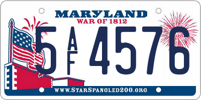 MD license plate 5AF4576
