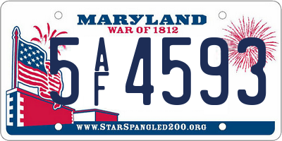 MD license plate 5AF4593