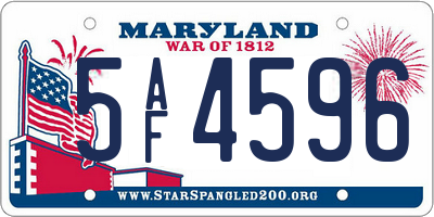MD license plate 5AF4596