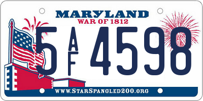 MD license plate 5AF4598