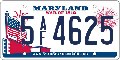 MD license plate 5AF4625