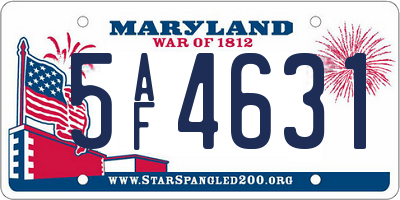 MD license plate 5AF4631