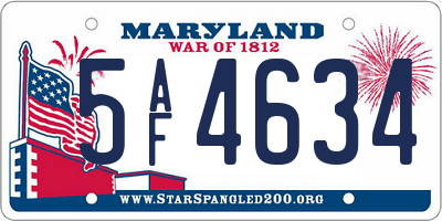 MD license plate 5AF4634