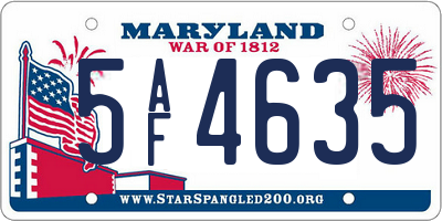 MD license plate 5AF4635