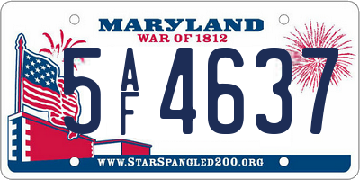 MD license plate 5AF4637