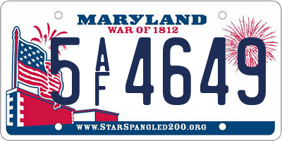 MD license plate 5AF4649