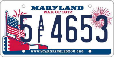 MD license plate 5AF4653