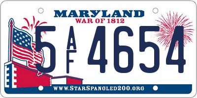 MD license plate 5AF4654