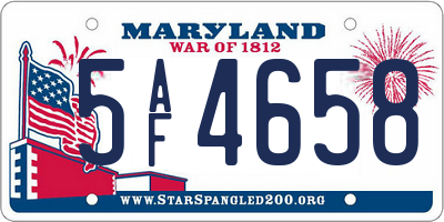 MD license plate 5AF4658
