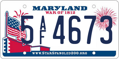 MD license plate 5AF4673