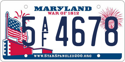 MD license plate 5AF4678