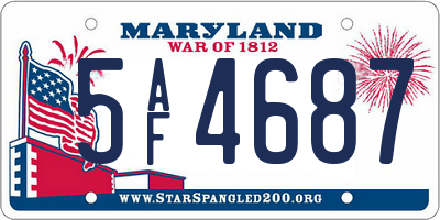 MD license plate 5AF4687