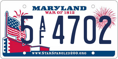 MD license plate 5AF4702
