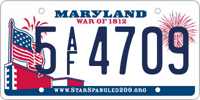 MD license plate 5AF4709