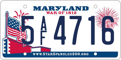 MD license plate 5AF4716