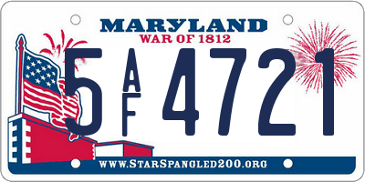 MD license plate 5AF4721
