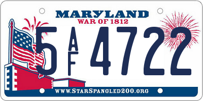 MD license plate 5AF4722