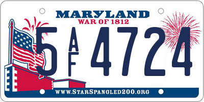 MD license plate 5AF4724