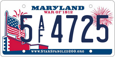 MD license plate 5AF4725