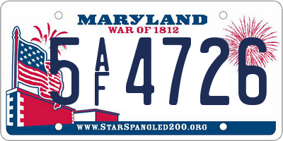 MD license plate 5AF4726