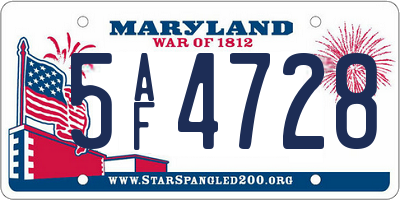 MD license plate 5AF4728