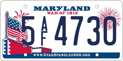 MD license plate 5AF4730