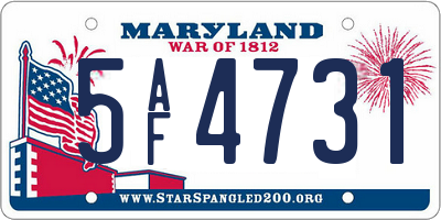 MD license plate 5AF4731