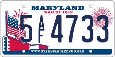 MD license plate 5AF4733