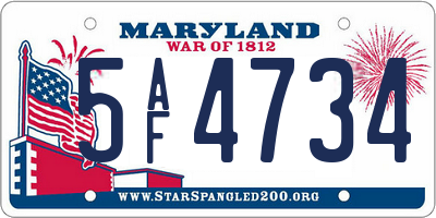 MD license plate 5AF4734