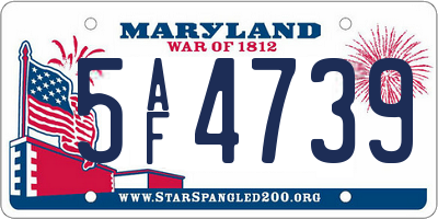 MD license plate 5AF4739