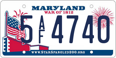 MD license plate 5AF4740