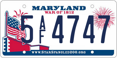 MD license plate 5AF4747
