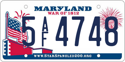 MD license plate 5AF4748