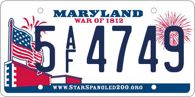 MD license plate 5AF4749